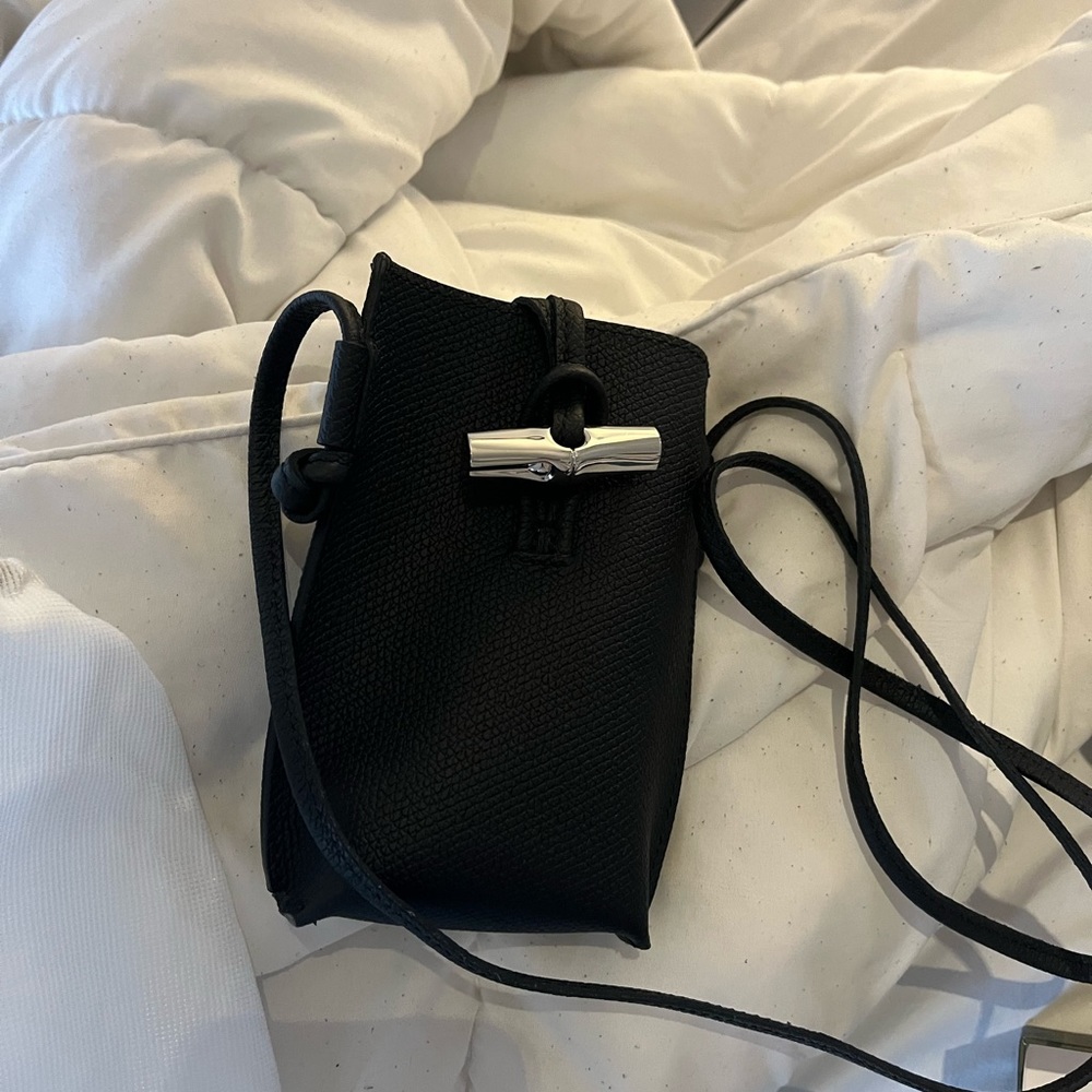 Longchamp Black Crossbody Mini Bag with Silver Toggle